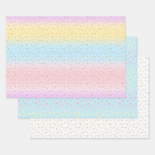 Feuille De Papier Cadeau Motif Rainbow Et Polka Dot