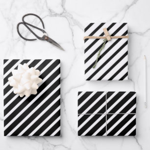 Feuille De Papier Cadeau Motif rayures noir et blanc moderne