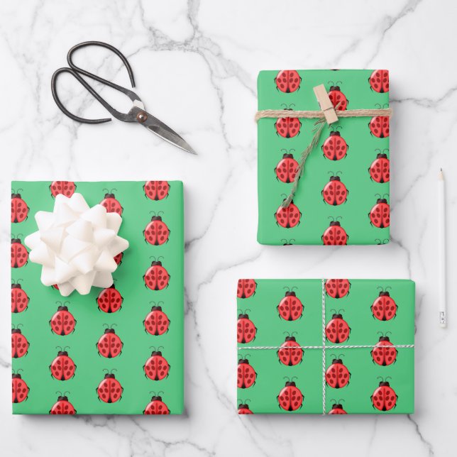 Feuille De Papier Cadeau Motif Red Ladybug (Recto)