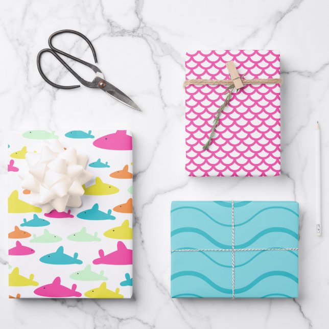 Feuille De Papier Cadeau Motif requin (Recto)