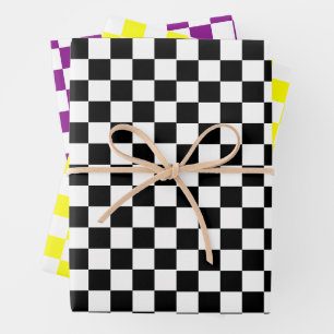 Feuille De Papier Cadeau Motif Retro Chess Checker 1960 2