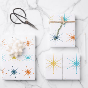 Feuille De Papier Cadeau Motif rétro de Starburst atomique Choisissez vos c