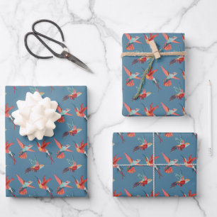 Feuille De Papier Cadeau Motif Retro Hummingbird