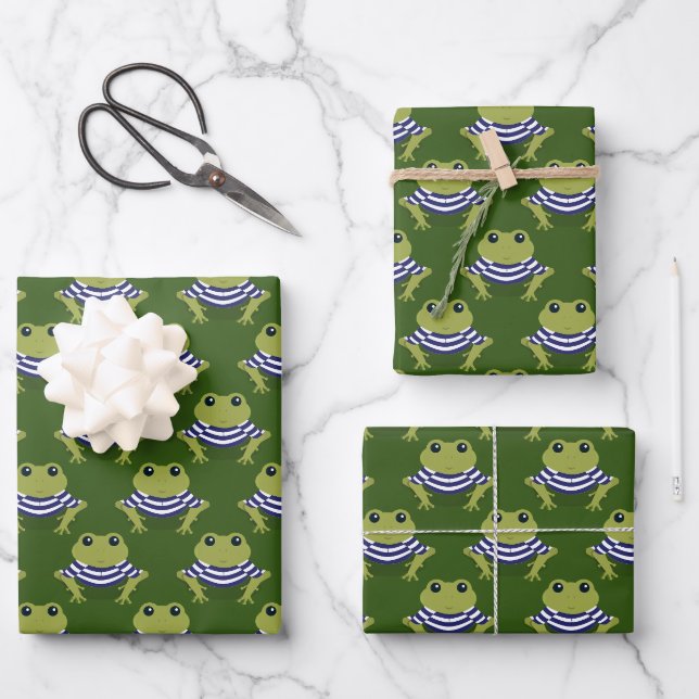 Feuille De Papier Cadeau Motif Retro maillot de bain Grenouille animal (Recto)