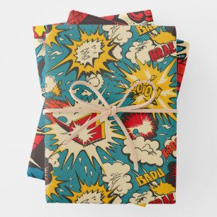 Feuille De Papier Cadeau Motif Retro Vintage Comics