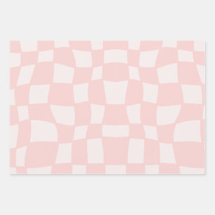 Feuille De Papier Cadeau Motif Rosé Et Violet À damiers