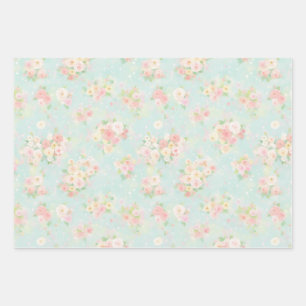 Feuille De Papier Cadeau Motif Rose Pastel souple sur Aqua Arrière - plan