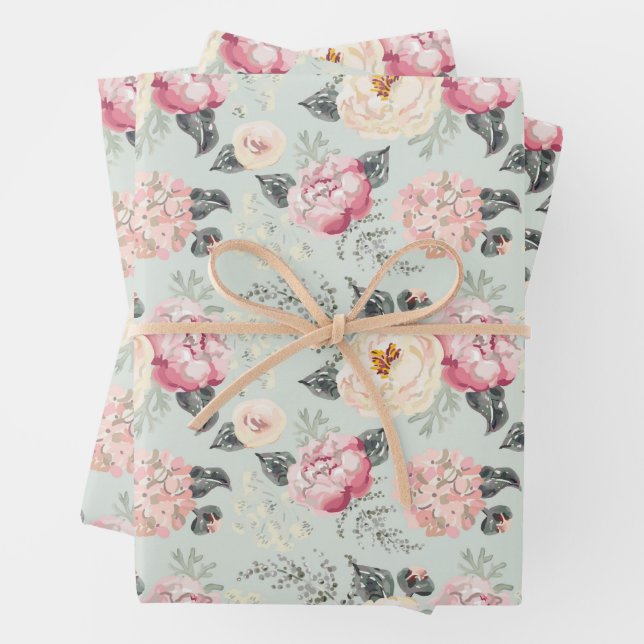 Feuille De Papier Cadeau Motif rose Rose Garden (En situation)