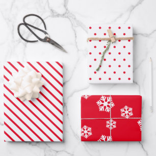 Feuille De Papier Cadeau Motif rouge et blanc des Festivals