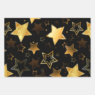 Feuille De Papier Cadeau Motif sans couture avec étoiles d'or