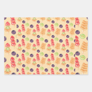 Feuille De Papier Cadeau Motif sans couture de Tanghulu dessiné à la main,
