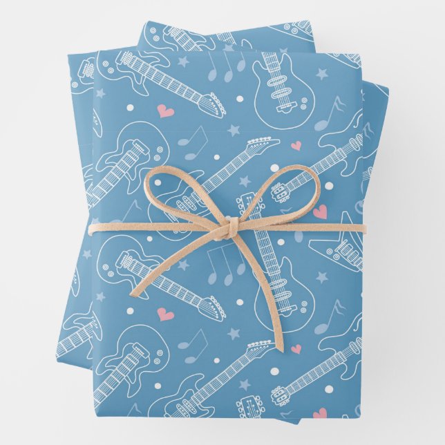 Feuille De Papier Cadeau Motif sans fil guitare (En situation)