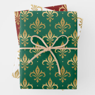 Feuille De Papier Cadeau Motif sans soudure Gold fleur-de-lis