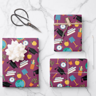 Feuille De Papier Cadeau Motif scolaire carrelé cool