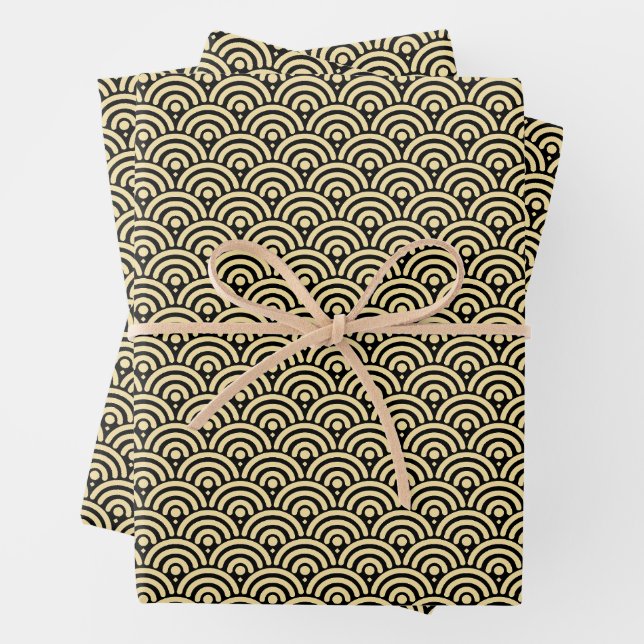 Feuille De Papier Cadeau Motif Seigaiha (vague) (En situation)
