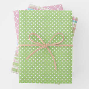 Feuille De Papier Cadeau Motif Shabby Chic Bleu Rose Vert Tailles