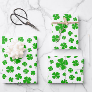 Feuille De Papier Cadeau Motif Shamrock irlandais vert - St Patrick's Day W