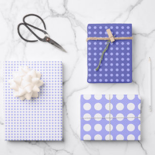 Feuille De Papier Cadeau Motif simple à pois bleus et blancs