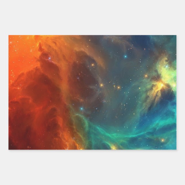 Feuille De Papier Cadeau Motif spatial (Devant)