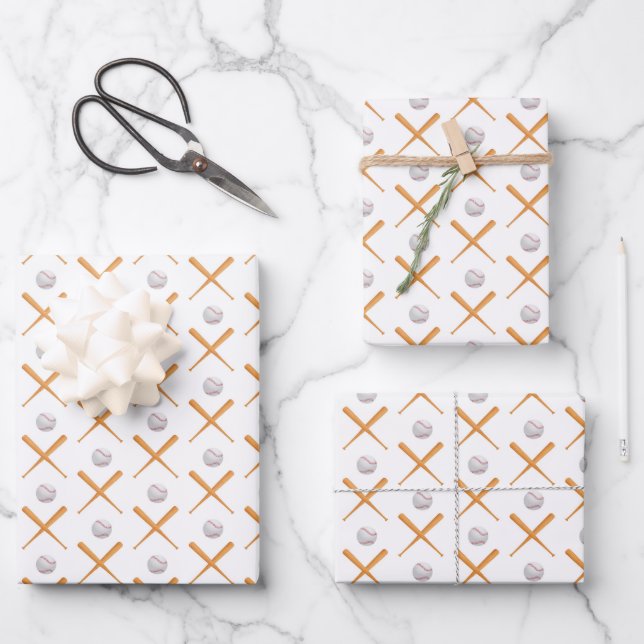 Feuille De Papier Cadeau Motif sportif de baseball Batup (Recto)