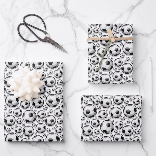 Feuille De Papier Cadeau motif sportif de football mignon (Recto)