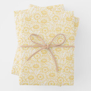 Feuille De Papier Cadeau Motif Sunny Sunflower