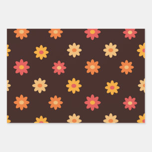 Feuille De Papier Cadeau Motif super Hippie coloré Fleurs rétro