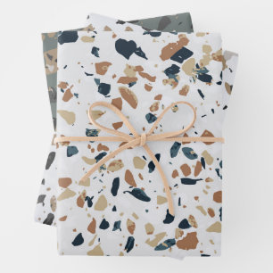 Feuille De Papier Cadeau Motif Terrazzo en Pierre 