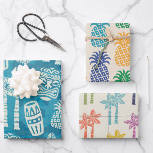 Feuille De Papier Cadeau Motif Tiki moderne du milieu du siècle rétro