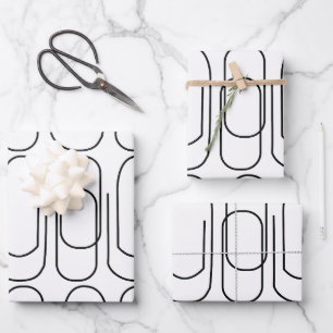 Feuille De Papier Cadeau Motif Trombone Noir et Blanc