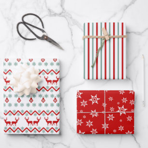 Feuille De Papier Cadeau Motif Turquoise de renne rouge