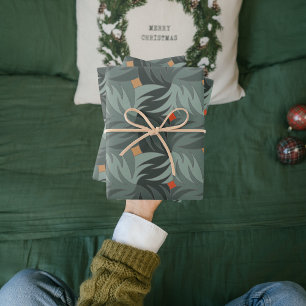 Feuille De Papier Cadeau Motif vert de Noël moderne