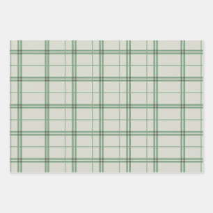 Feuille De Papier Cadeau Motif vert pâle Coche d'impression Tartan