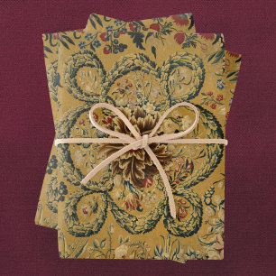 Feuille De Papier Cadeau Motif Vintage coloré en tapis floral