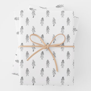 Feuille De Papier Cadeau Motif vintage des filles de Delinieator 1899