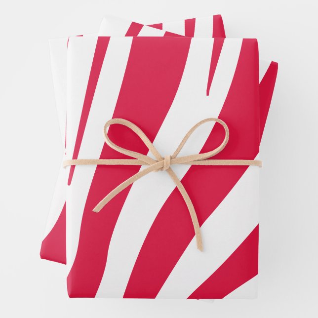 Feuille De Papier Cadeau Motif zèbre rose et blanc (En situation)