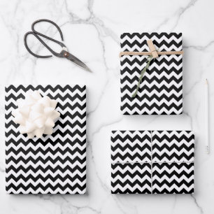 Feuille De Papier Cadeau Motif Zigzag noir et blanc, Motif Chevron