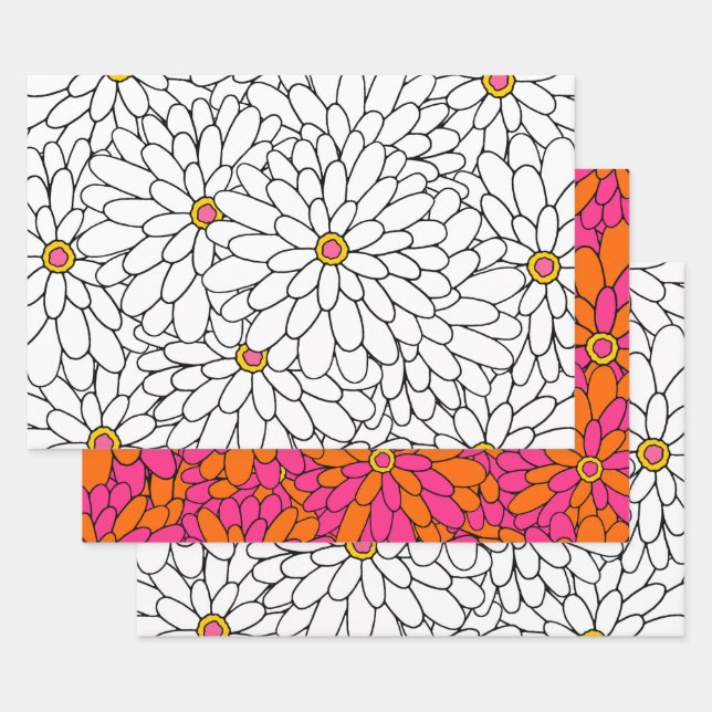 Feuille De Papier Cadeau Motifs Abstraits de Zinnia (Lot)