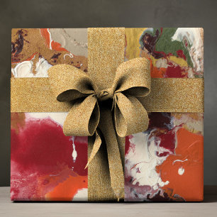 Feuille De Papier Cadeau Motifs Abstraits Peints Artistiques Colorés