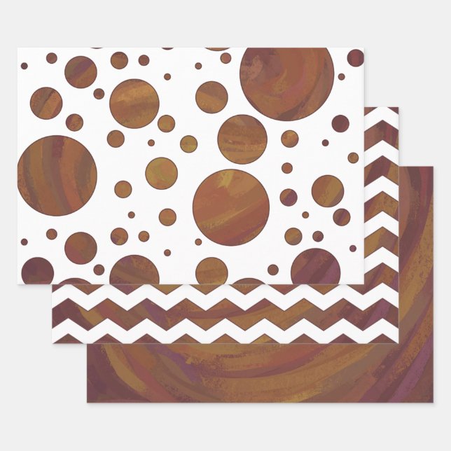 Feuille De Papier Cadeau Motifs coordonnés couleur Brown chaude (Lot)