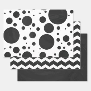 Feuille De Papier Cadeau Motifs coordonnés couleur noire dramatique