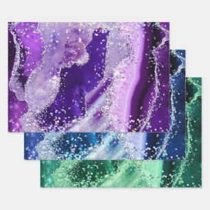 Feuille De Papier Cadeau Motifs d'agate en marbre de pierres gemmes vibrant
