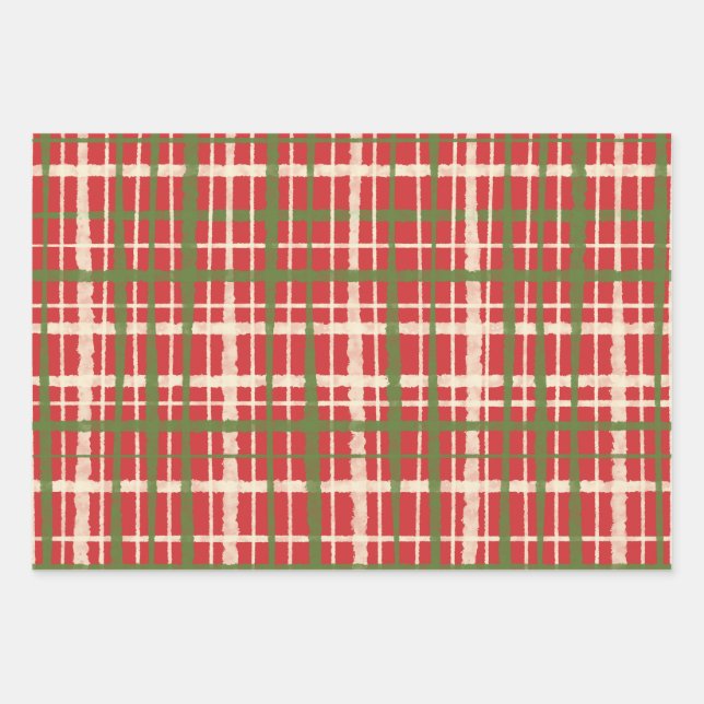 Feuille De Papier Cadeau Motifs de Noël Peint Retro (Devant)