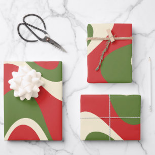 Feuille De Papier Cadeau Motifs de Noël Retro Abstrait Boho Trippy