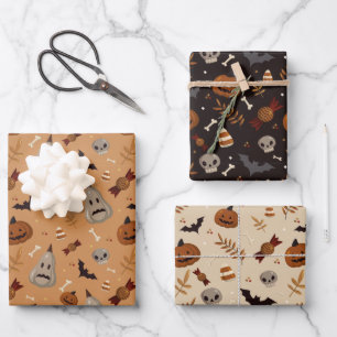 Feuille De Papier Cadeau Motifs Éffrayants d'Halloween