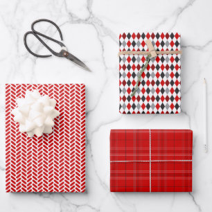 Feuille De Papier Cadeau Motifs mixtes rouge et noir