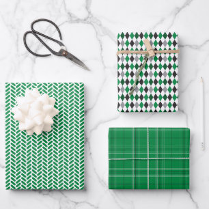 Feuille De Papier Cadeau Motifs mixtes verts et noirs