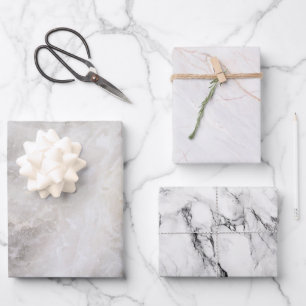 Feuille De Papier Cadeau Motifs modernes en marbre gris