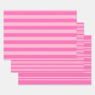 Feuille De Papier Cadeau Motifs rayés multiples DIY Couleurs 2 tons rose
