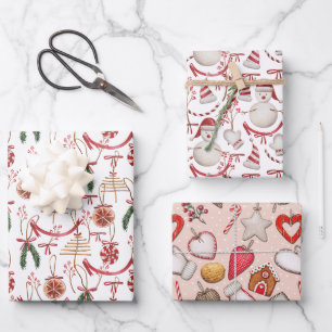 Feuille De Papier Cadeau Motifs rustiques d'aquarelle de Noël